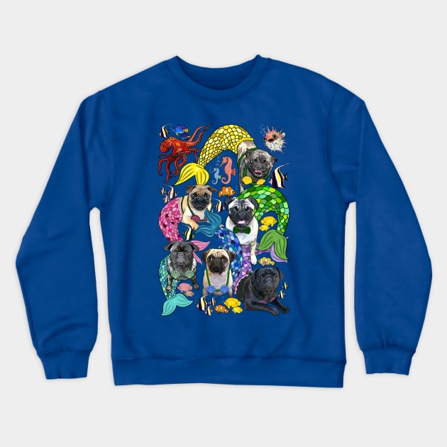 MerPugs Crewneck Sweatshirt by FivePugs